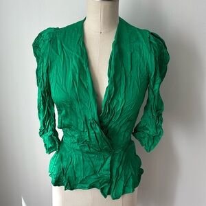 Zara Emerald Silky Blouse